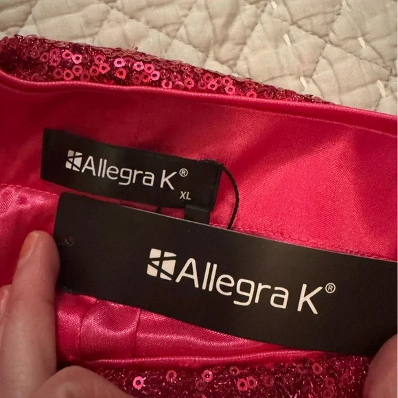 NWT Allegra K High Waist Pink Sequin Mini Shorts - Picture 6 of 10